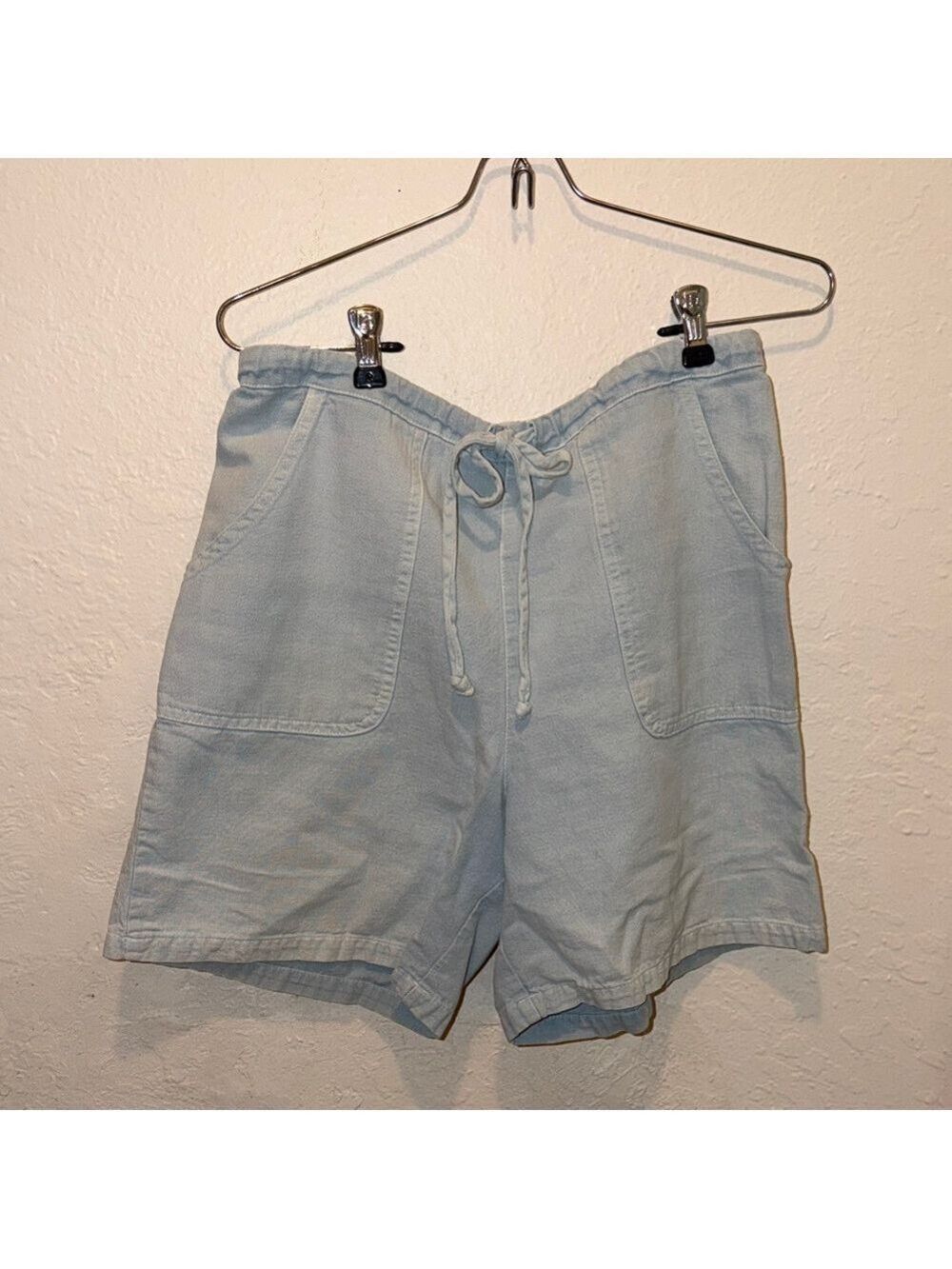 Vintage 90s Denim Shorts Drawstring Waist One World Live & Let Live cottagecore